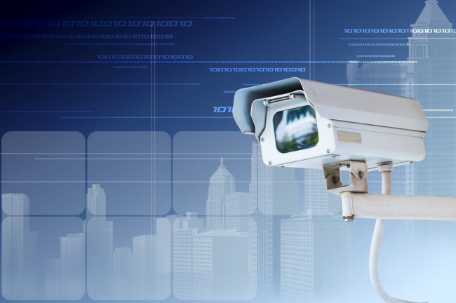Security Camera or CCTV on digital background