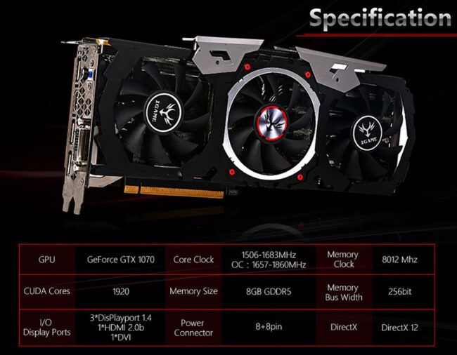 Colorful iGame GTX 1070 X-TOP-8G-02