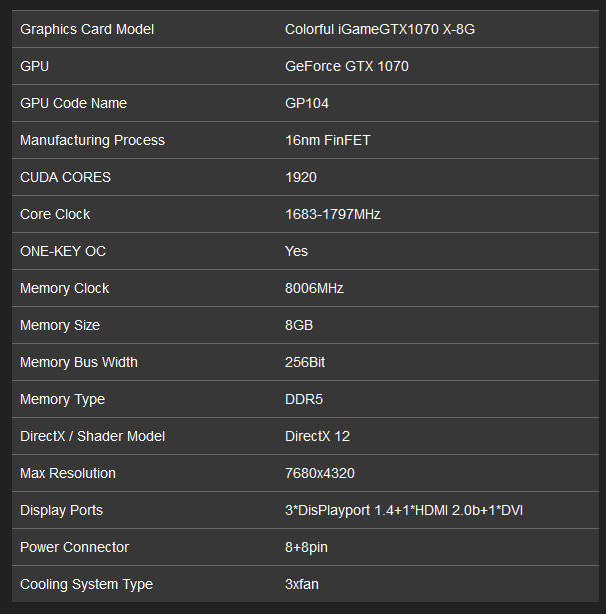 Colorful iGame GTX 1070 X-TOP-8G-07