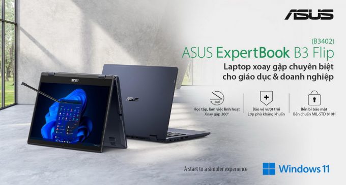 Laptop ASUS ExpertBook B3 Flip xoay gập chuyên biệt dành cho giáo dục và doanh nghiệp